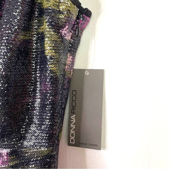 Donna Ricco Sequin Floral Dress Purple Black 4 New! - Picture 8 of 10